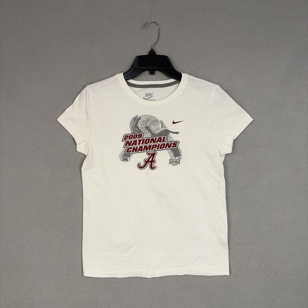 Alabama Crimson Tide Shirt Womens Medium White NCAA Football 2009 Champs Nike